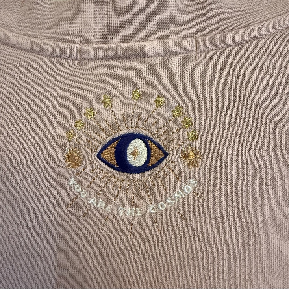 SPIRITUAL GANGSTER Pullover Crewneck Sweatshirt Mauve Evil Eye size XS - Picture 3 of 6